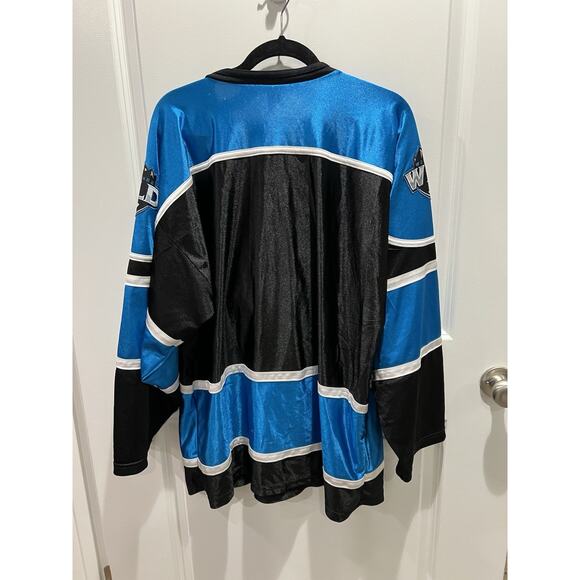 Wenatchee Wild OT Sport Hockey Jersey Mens L Black Blue White WHL Authentic - Picture 2 of 10